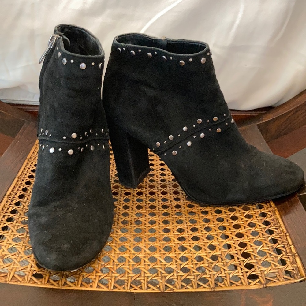 Black suede studded booties